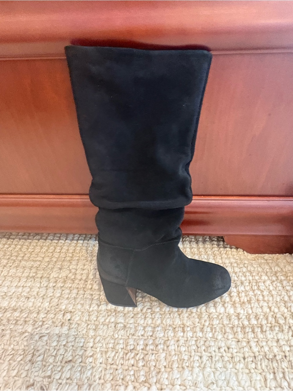 NYDJ Navy Suede Knee High Block Heel Boots
